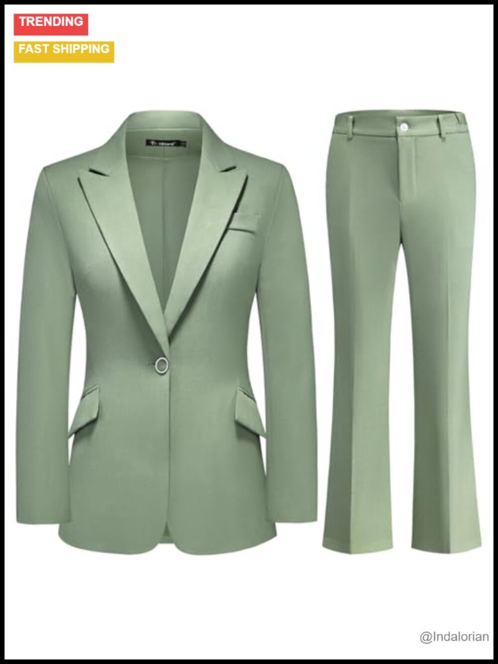 Women's 2 Piece Pinstripe Pantsuit - Business Suit Set, Slim Fit, Long Sleeve - Picture 1 of 6